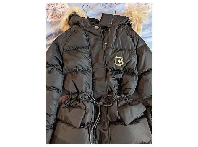Abrigo acolchado Coach de nailon con capucha de piel de cordero Negro Beige Crudo Coñac - vista 3