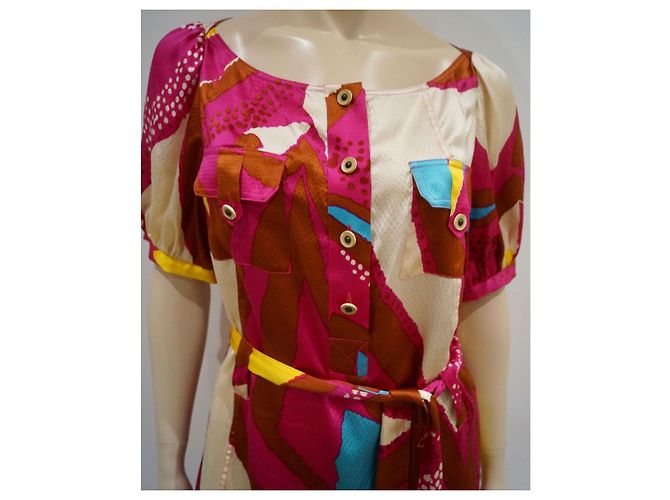 Diane Von Furstenberg DvF Margot Vintage Seidenkleid mit Gürtel Mehrfarben - Ansicht 10