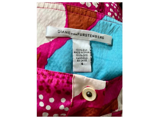 Diane Von Furstenberg DvF Margot Vintage Seidenkleid mit Gürtel Mehrfarben - Ansicht 12