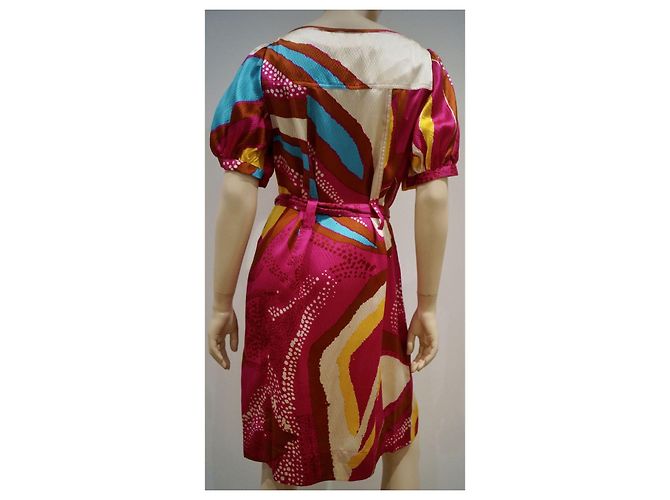 Diane Von Furstenberg DvF Margot Vintage Seidenkleid mit Gürtel Mehrfarben - Ansicht 2
