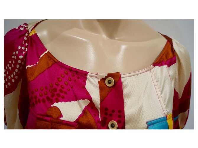 Diane Von Furstenberg DvF Margot Vintage Seidenkleid mit Gürtel Mehrfarben - Ansicht 9
