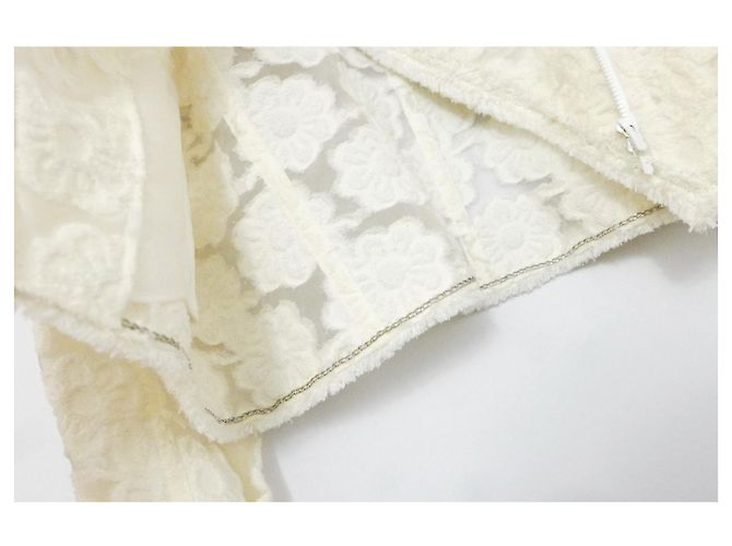 Chanel Kreuzfahrt 2009 Bikerjacke mit beflocktem Blumenmuster Roh - Ansicht 10