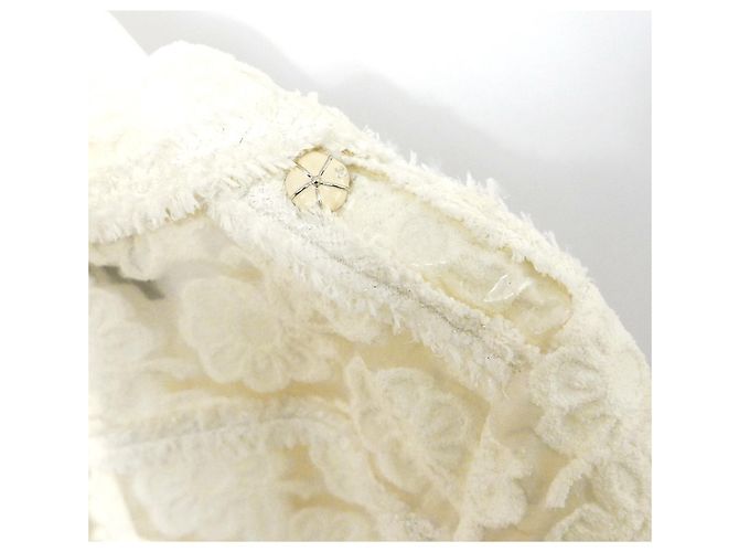 Chanel Kreuzfahrt 2009 Bikerjacke mit beflocktem Blumenmuster Roh - Ansicht 5