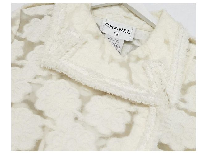 Chanel Kreuzfahrt 2009 Bikerjacke mit beflocktem Blumenmuster Roh - Ansicht 9