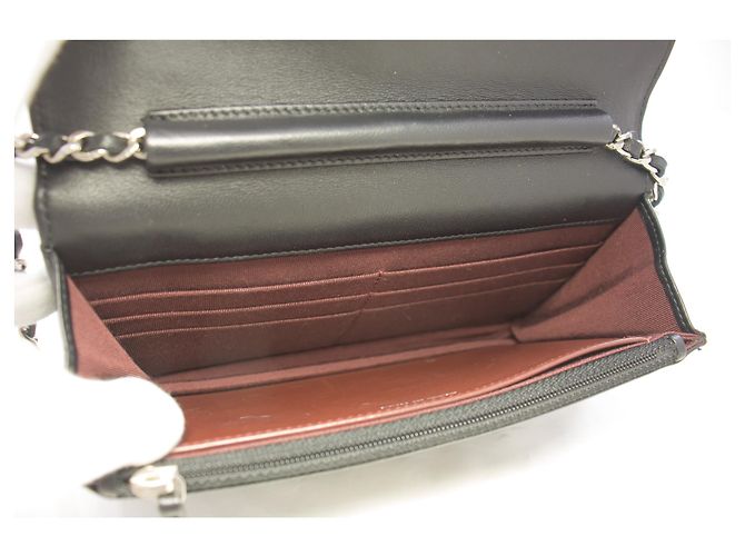 Timeless CHANEL Black Classic Wallet On Chain WOC Umhängetasche Lammleder - Ansicht 10