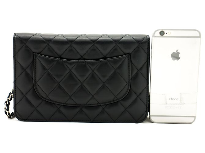 Timeless CHANEL Black Classic Wallet On Chain WOC Umhängetasche Lammleder - Ansicht 3