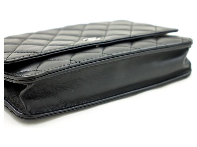 Timeless CHANEL Black Classic Wallet On Chain WOC Umhängetasche Lammleder - Ansicht 4