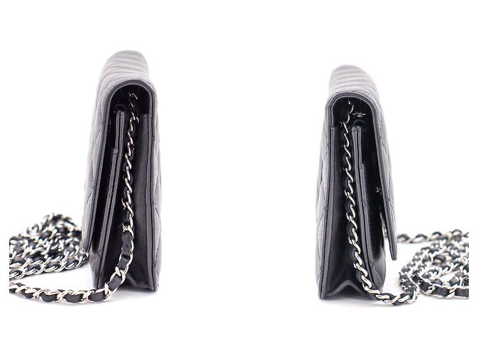 Timeless CHANEL Black Classic Wallet On Chain WOC Umhängetasche Lammleder - Ansicht 5