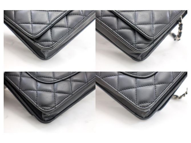 Timeless CHANEL Black Classic Wallet On Chain WOC Umhängetasche Lammleder - Ansicht 6