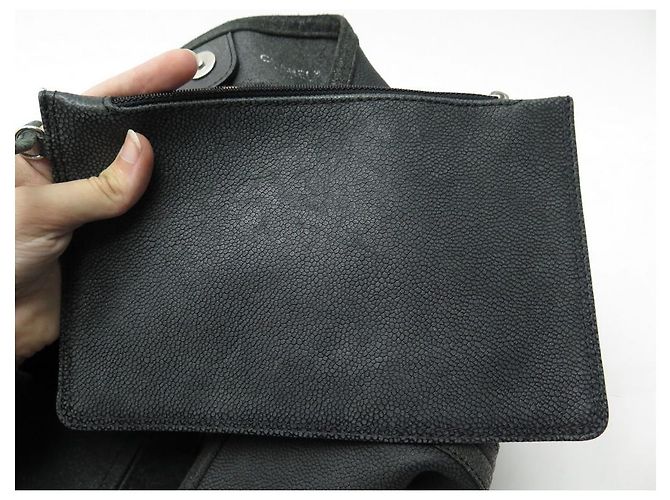 CHANEL GROSSE EINKAUFSTASCHE FLOWER CAMELIA SCHWARZE LEDERTASCHE - Ansicht 10