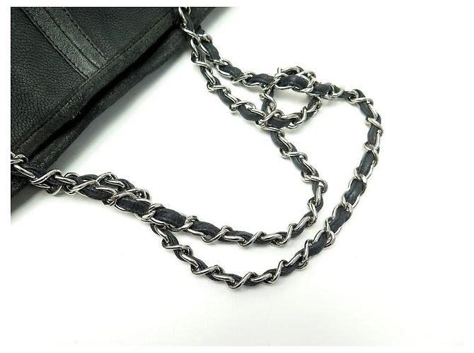 CHANEL GROSSE EINKAUFSTASCHE FLOWER CAMELIA SCHWARZE LEDERTASCHE - Ansicht 5