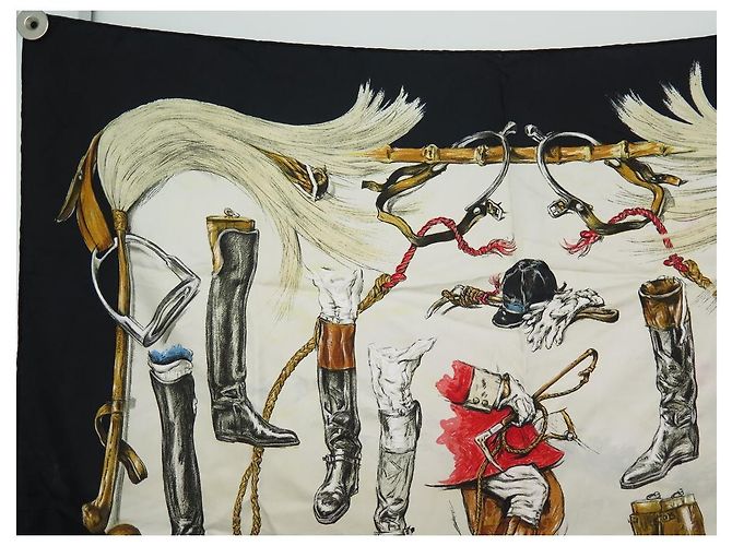 Hermès SCIARPA HERMES SUGLI STIVALI XAVIER DE PORET CARRE 90 Sciarpa seta Nero - vista 2