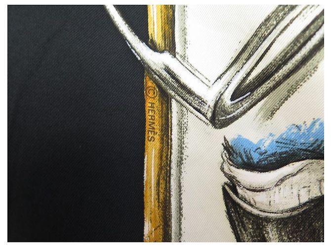 Hermès SCIARPA HERMES SUGLI STIVALI XAVIER DE PORET CARRE 90 Sciarpa seta Nero - vista 6