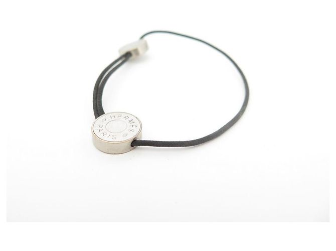 Hermès BRACCIALE HERMES COULISSE foderato CLOU DE SELLE T14-22 BRACCIALE IN ACCIAIO E CORDA Nero - vista 2