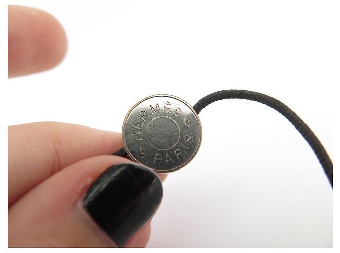 Hermès BRACCIALE HERMES COULISSE foderato CLOU DE SELLE T14-22 BRACCIALE IN ACCIAIO E CORDA Nero - vista 4