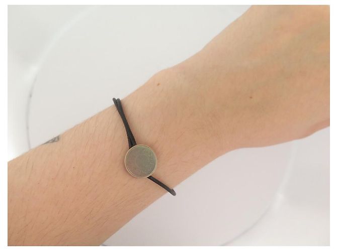 Hermès BRACCIALE HERMES COULISSE foderato CLOU DE SELLE T14-22 BRACCIALE IN ACCIAIO E CORDA Nero - vista 8