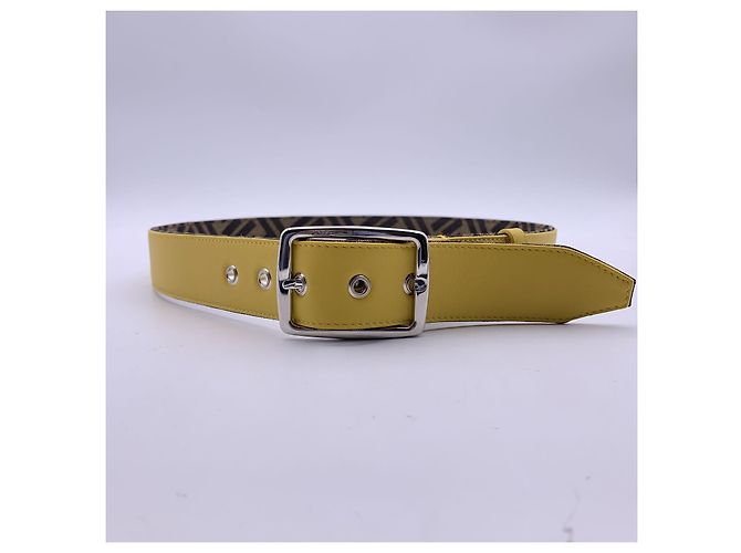 Fendi Marron Noir Monogram Zucca Toile Jaune Ceinture Taille 90/36 - vue 3