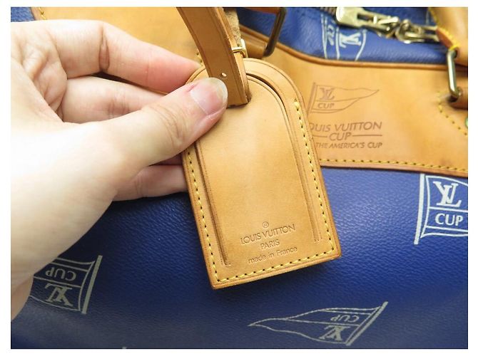 LOUIS VUITTON PLEIN AIR LONG KEEPALL LV AMERICA'S CUP BAG Blu - vista 3