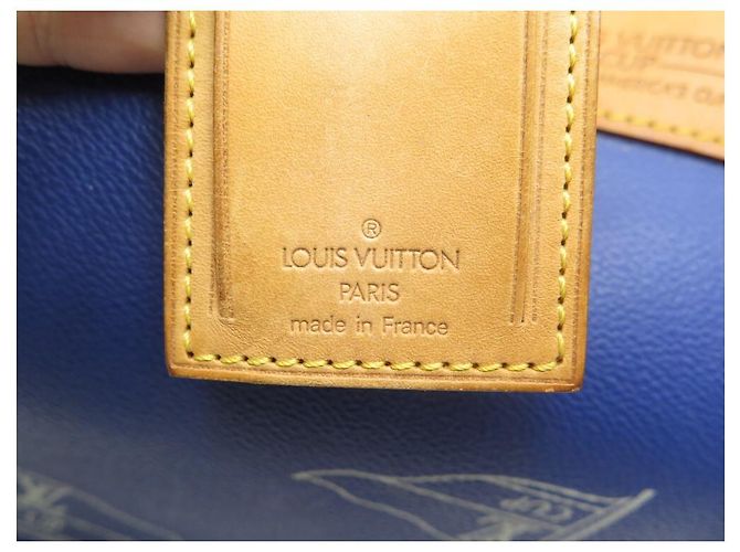 LOUIS VUITTON PLEIN AIR LONG KEEPALL LV AMERICA'S CUP BAG Blu - vista 4