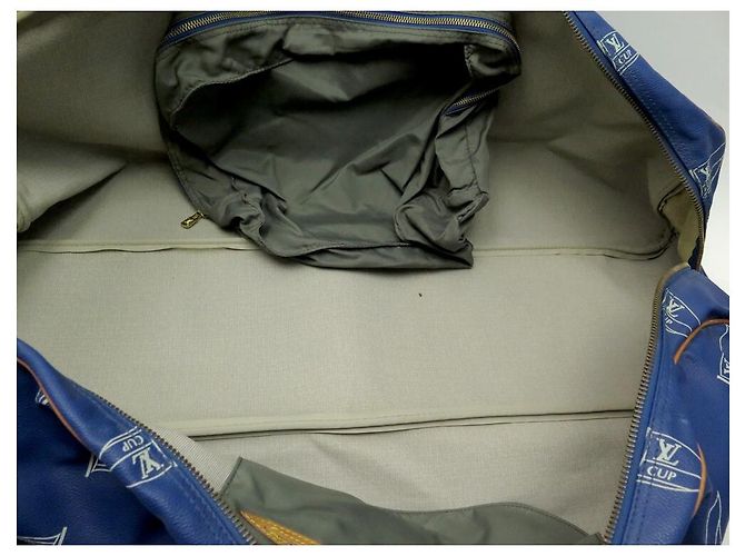 LOUIS VUITTON PLEIN AIR LONG KEEPALL LV AMERICA'S CUP BAG Blu - vista 7