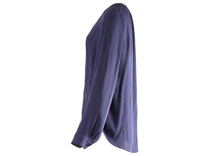Diane Von Furstenberg Langarmbluse aus marineblauer Seide - Ansicht 2