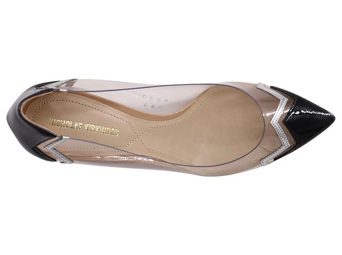 Nicholas Kirkwood Prism Chevron Heels in PVC nero - vista 7