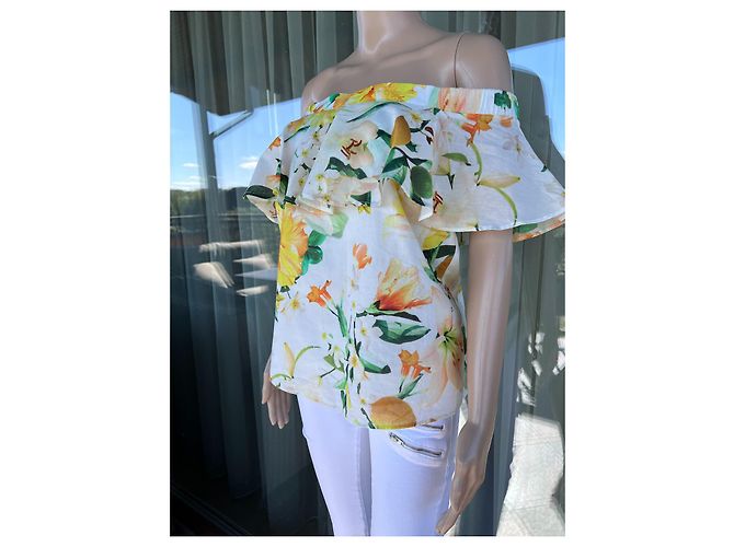 Blusa de verano de algodón Coast Blanco Verde - vista 2