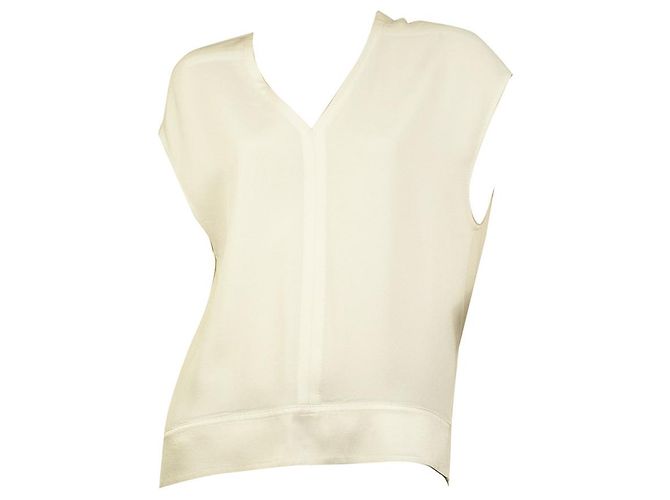 Camicetta Helmut Lang bianca senza maniche più lunga sul retro con scollo a V, taglia S / P Bianco - vista 6