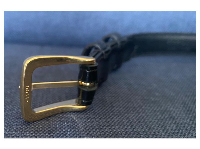 Céline Uniform Ledergürtel schwarz goldene Schnalle 85 cm - Ansicht 2