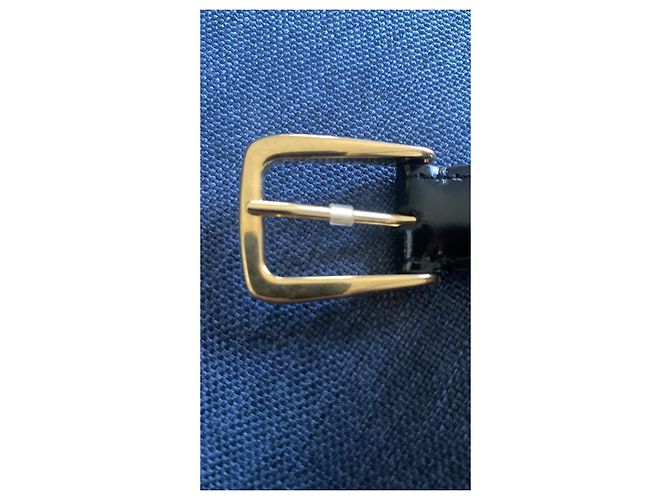 Céline Uniform Ledergürtel schwarz goldene Schnalle 85 cm - Ansicht 12