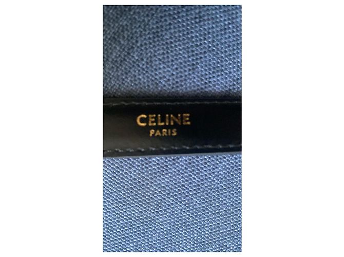 Céline Uniform Ledergürtel schwarz goldene Schnalle 85 cm - Ansicht 13