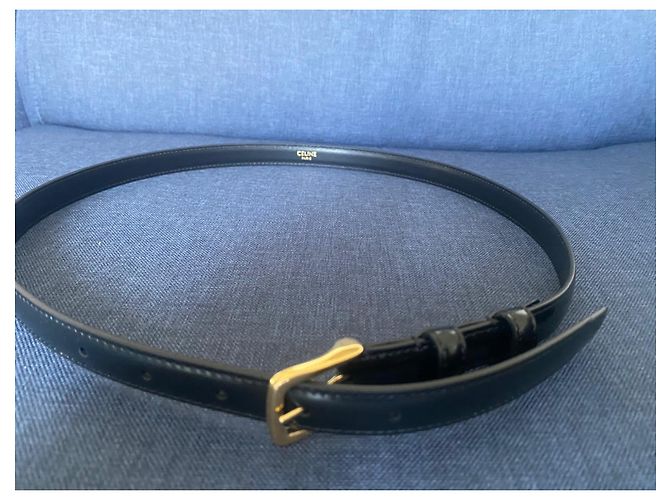 Céline Uniform Ledergürtel schwarz goldene Schnalle 85 cm - Ansicht 4