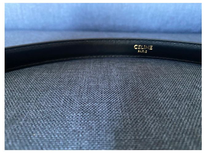 Céline Uniform Ledergürtel schwarz goldene Schnalle 85 cm - Ansicht 5