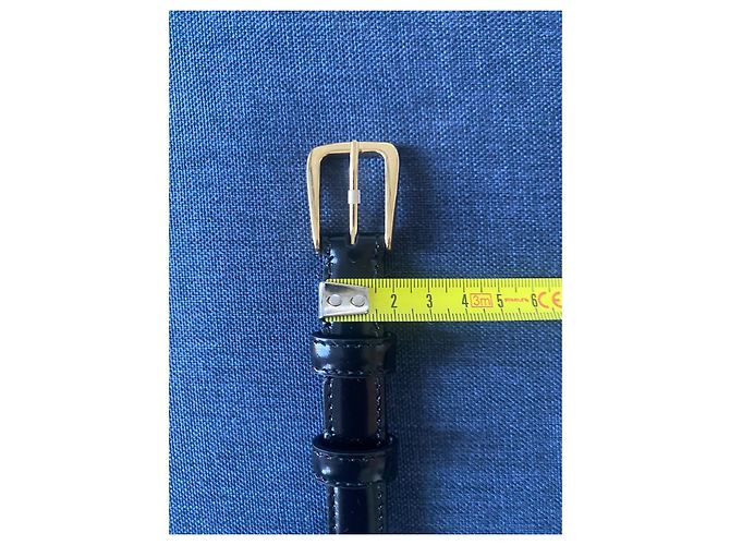 Céline Uniform Ledergürtel schwarz goldene Schnalle 85 cm - Ansicht 8
