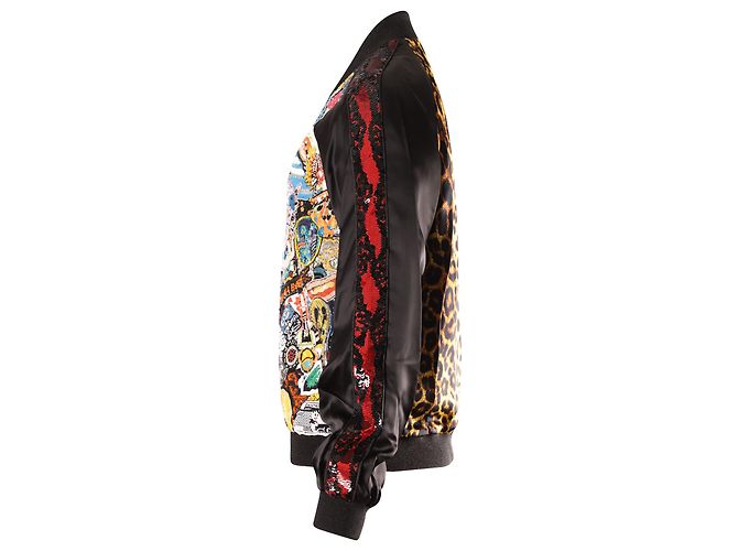 SAINT LAURENT 16SS Runway Beaded Badges Teddy Bomber Jacket in Multicolor Cotton - view 2