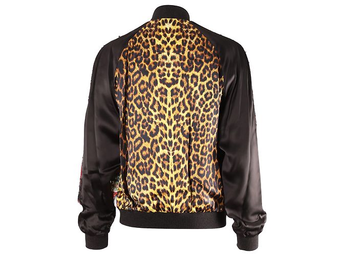 SAINT LAURENT 16SS Runway Beaded Badges Teddy Bomber Jacket in Multicolor Cotton - view 3