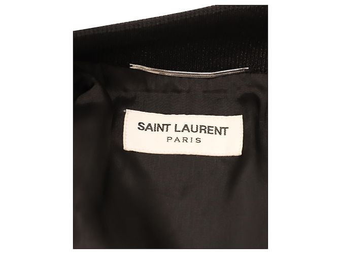 SAINT LAURENT 16SS Runway Beaded Badges Teddy Bomber Jacket in Multicolor Cotton - view 4