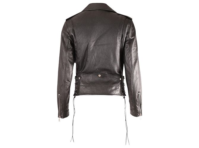 Saint Laurent Fringe Python Aloha Jacke aus schwarzem Leder - Ansicht 3