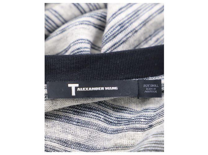 Camiseta de Rayas Alexander Wang en Lino Gris - vista 3
