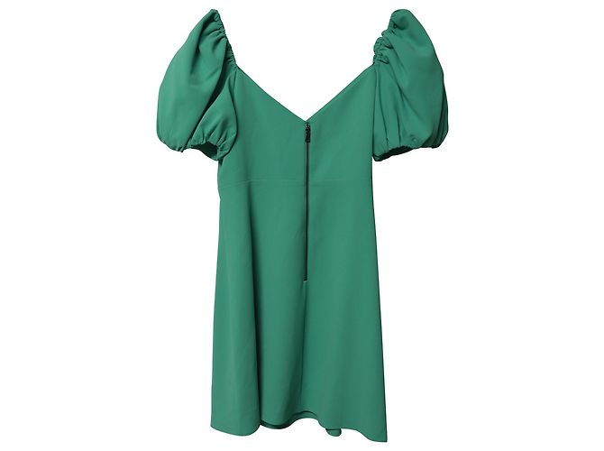 Alice + Olivia Dana Robe évasée à manches bouffantes en polyester vert - vue 4