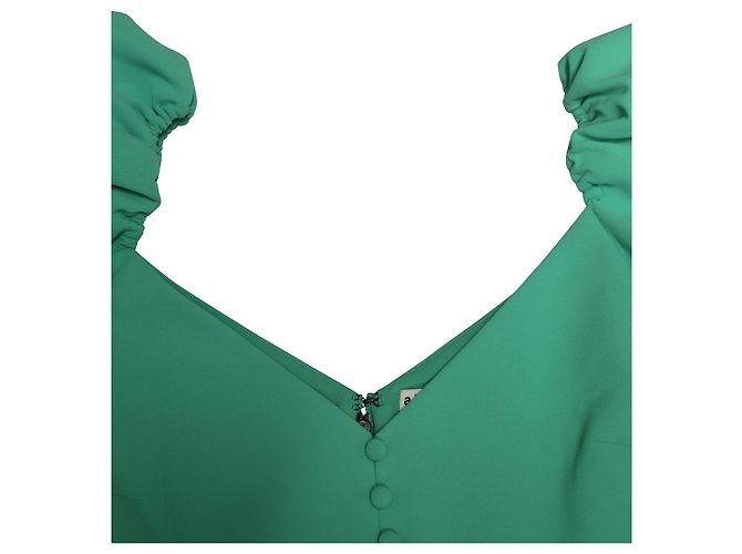 Alice + Olivia Dana Robe évasée à manches bouffantes en polyester vert - vue 6