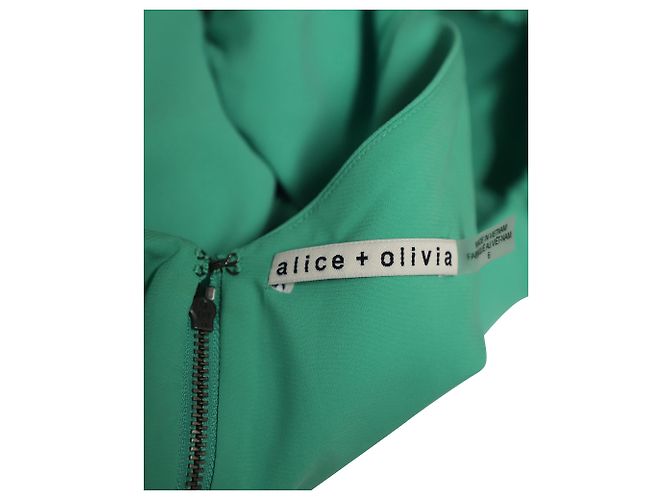Alice + Olivia Dana Robe évasée à manches bouffantes en polyester vert - vue 7