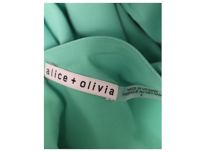 Alice + Olivia Dana Robe évasée à manches bouffantes en polyester vert - vue 8