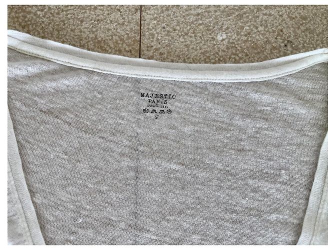 Majestic Gerades Tunika- oder T-Shirt-Kleid 100% Ecru Leinen T.2 Creme - Ansicht 3