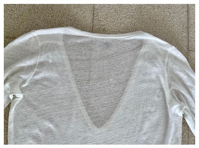 Majestic Gerades Tunika- oder T-Shirt-Kleid 100% Ecru Leinen T.2 Creme - Ansicht 7