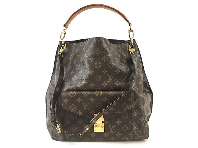 Borsa Louis Vuitton Hobe Metis in Pelle Marrone Scuro - vista 4