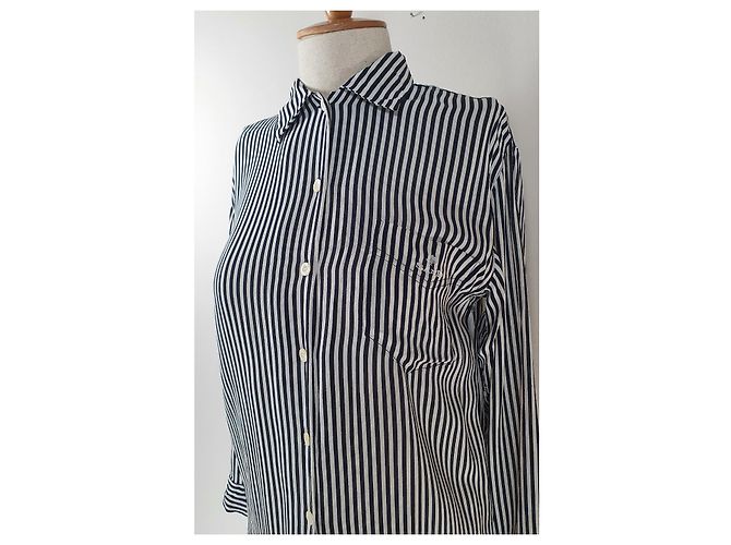 Autre Marque Camicia Sand a righe bianche e nere in viscosa Nero Bianco - vista 2