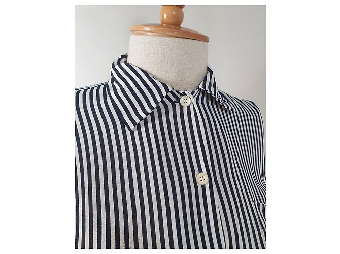 Autre Marque Camicia Sand a righe bianche e nere in viscosa Nero Bianco - vista 3