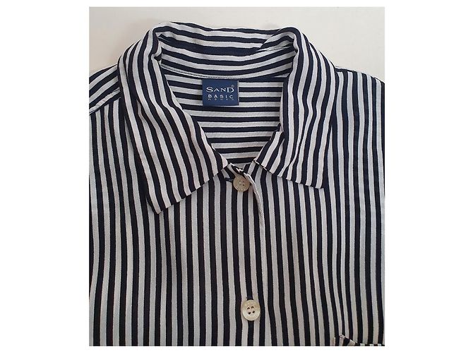 Autre Marque Camicia Sand a righe bianche e nere in viscosa Nero Bianco - vista 5