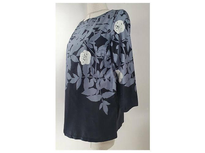Marimekko Blusa Top Negro Gris Algodón - vista 2